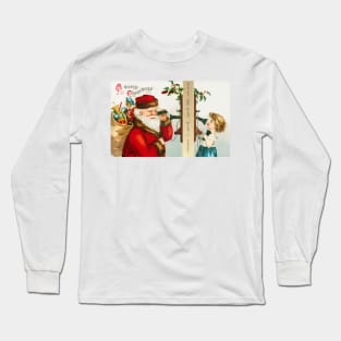 A Merry Christmas With Santa and Child On Telephone Long Sleeve T-Shirt